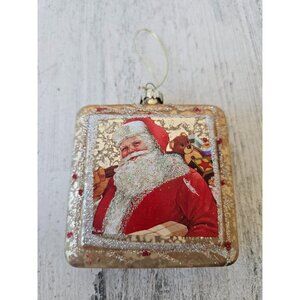 Glass Santa glitter gold ornament Xmas tree